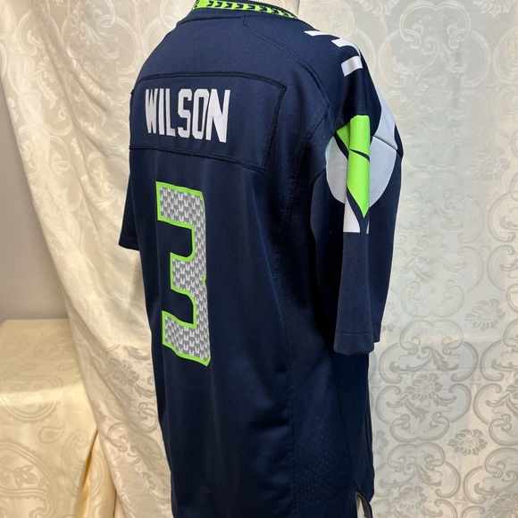 Seattle Seahawks NFL Navy and Green On-Field Jersey #3 Wilson, unisex size L - Picture 7 of 13